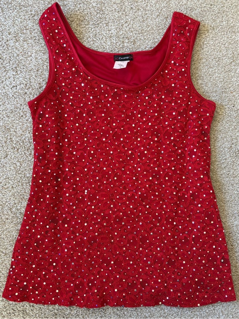 Vintage y2k Red Embellished Scoop Neck Tank Top